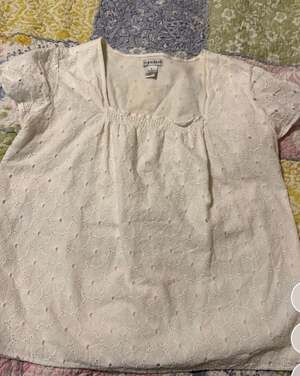 Hannah White Eyelet Square Neck Short Sleeve Top XL